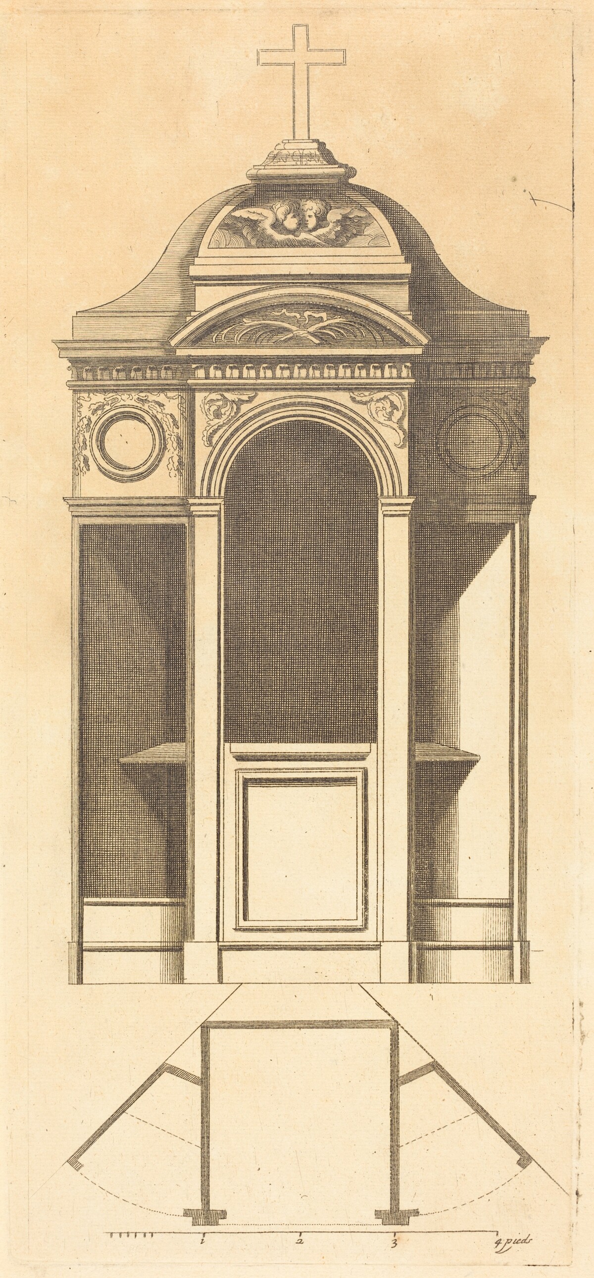Plan et elevation des plus beaux confessionnaux de Paris, tres fidelemant mesure by Jean Le Blond