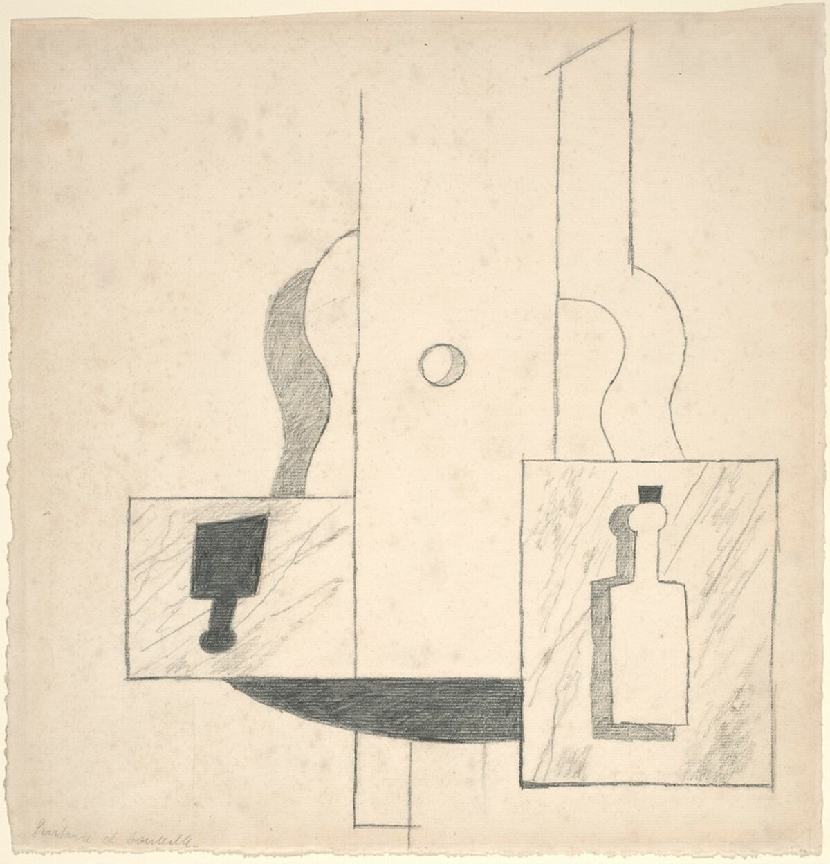Guitar and Bottle by Pablo Picasso