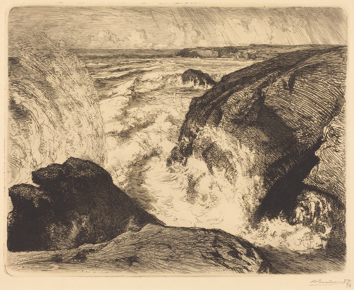 Spring Tide, Rocks of Zion (Grande maree, rochers de Sion, Vendee) by Auguste Lepère