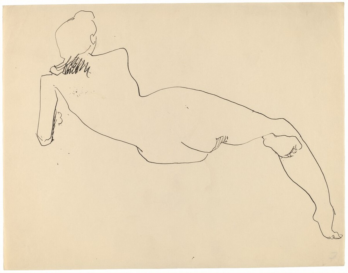 Rear View of Reclining Female Nude, Leaning on Left Elbow by Mark Rothko