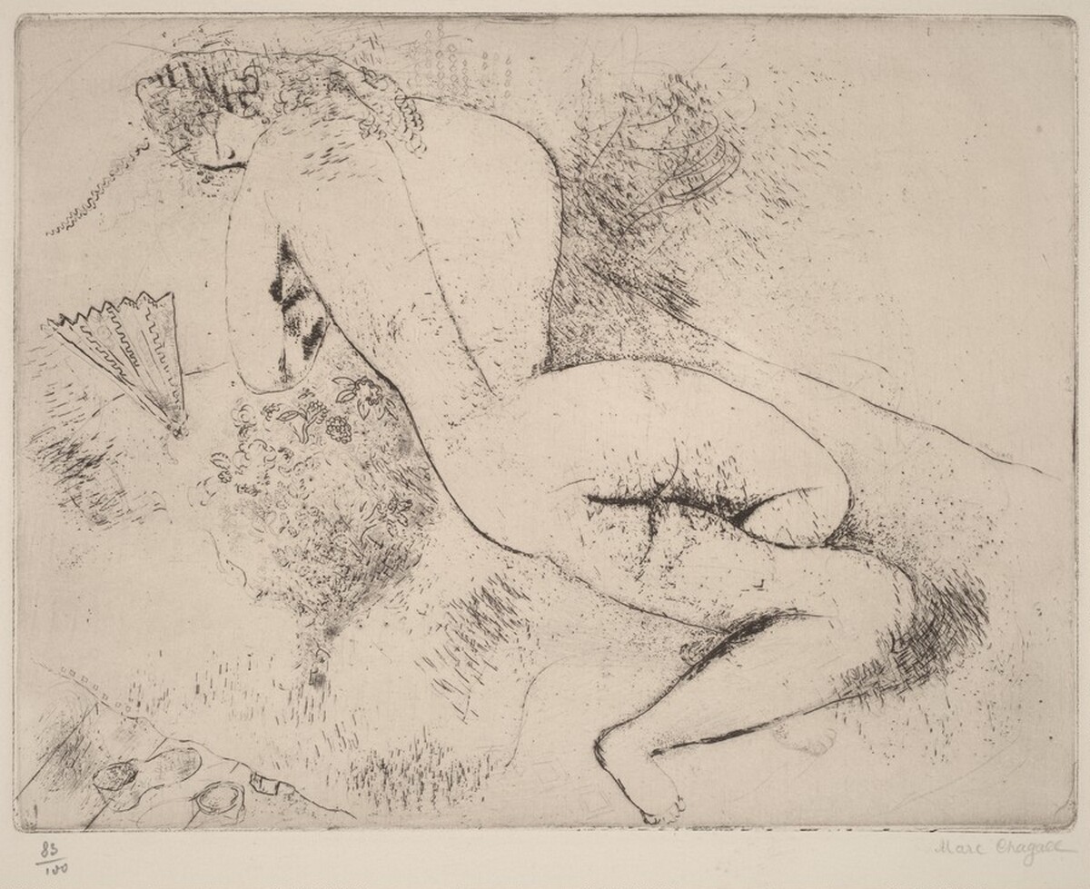 Nude with a Fan by Marc Chagall