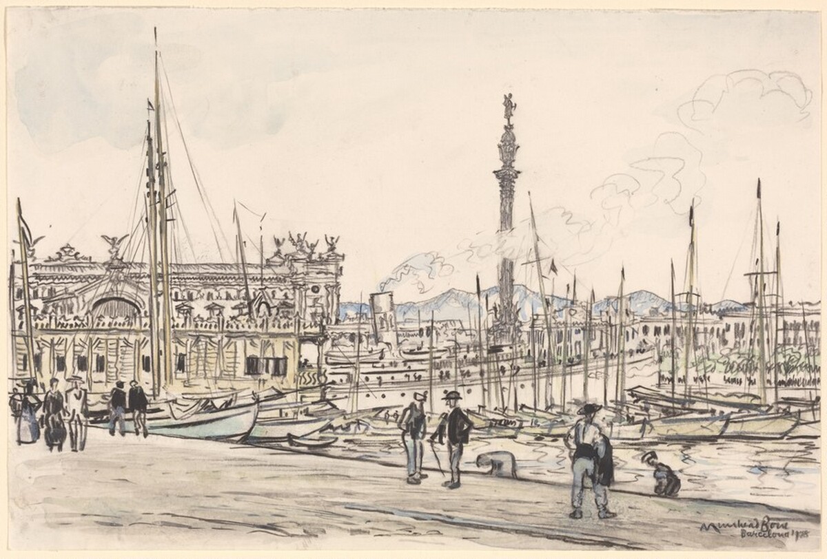 Barcelona Harbor by Sir Muirhead Bone
