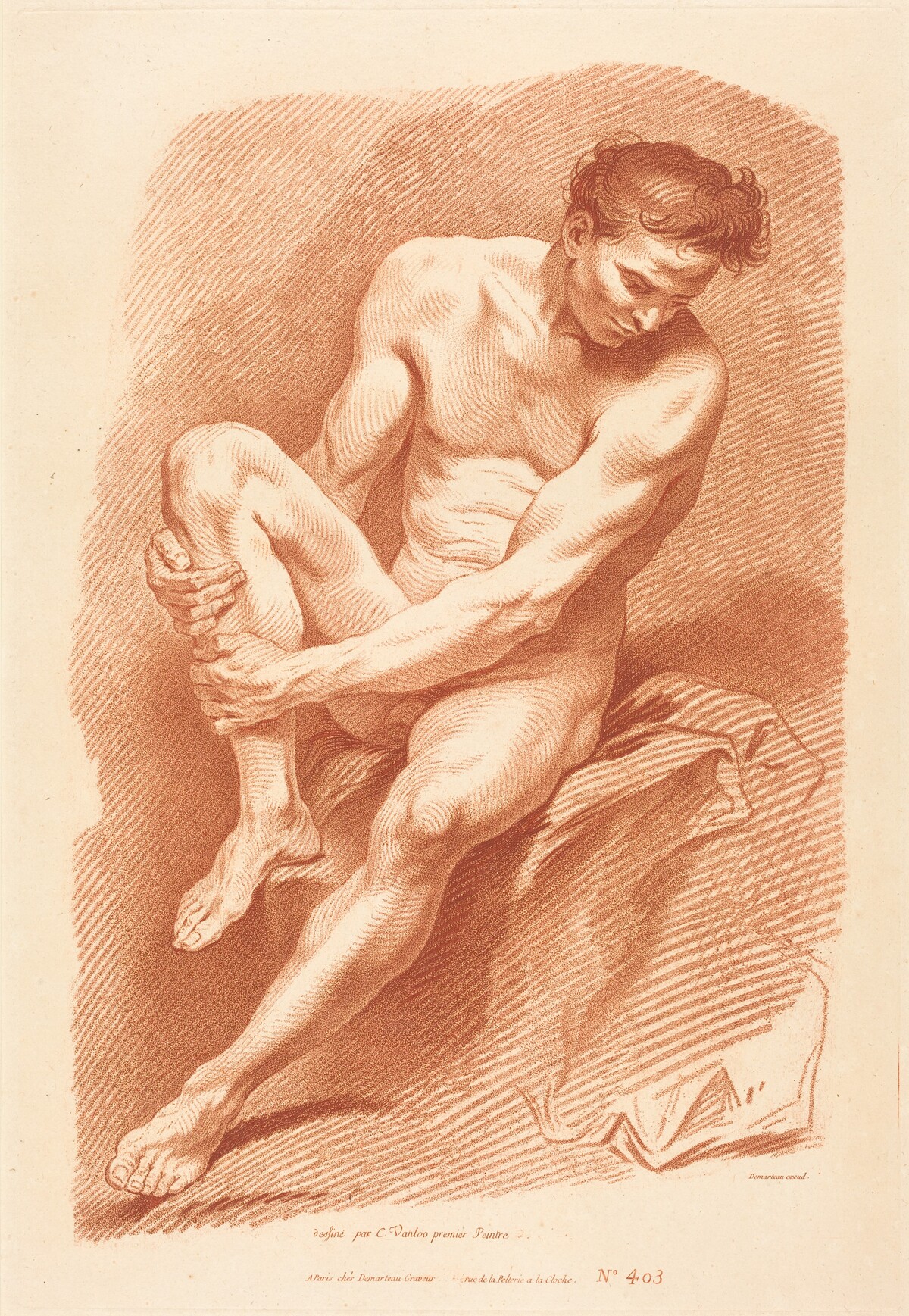 Academy by Gilles Demarteau, the Elder after Carle Van Loo