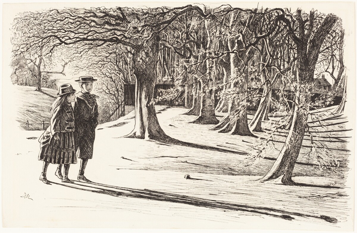 Two Children in the Snow by George Du Maurier