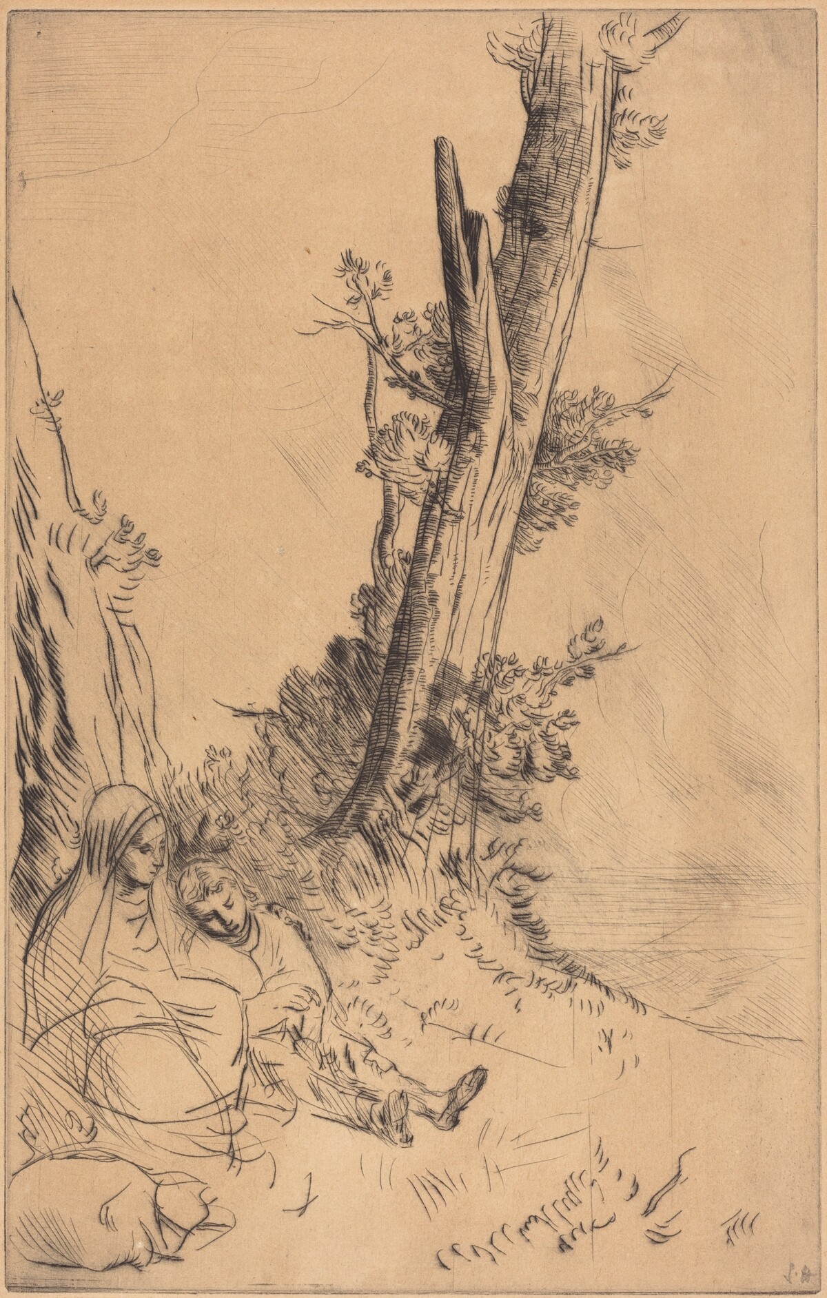 Travelers Resting (Les voyageurs fatigues) by Alphonse Legros