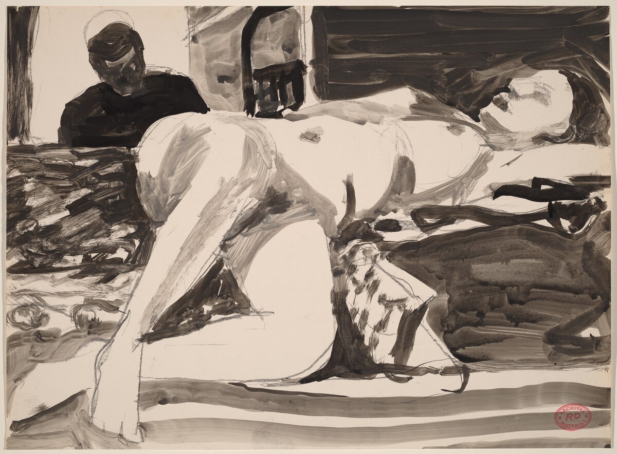 Untitled [reclining female nude with figure in doorway] by Richard Diebenkorn
