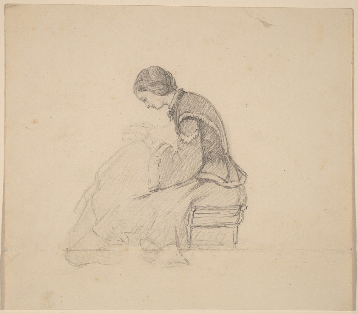 Study of a Girl Reading by Elihu Vedder
