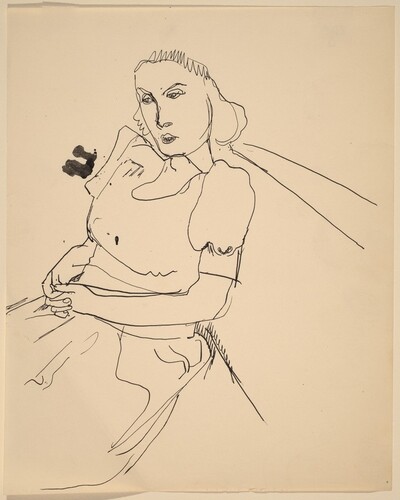 Seated Woman Turned to the Left, Hands Folded on Lap