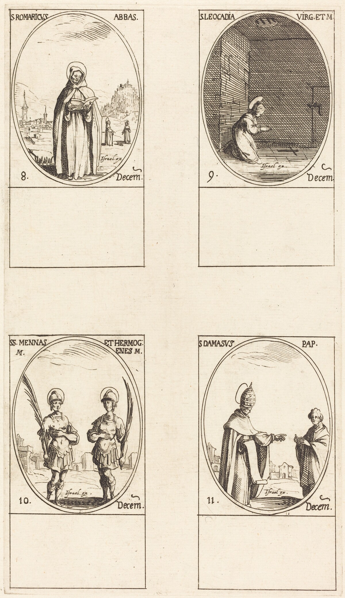 St. Romaricus; St. Leocadia; Sts. Mennas and Hermogenes; St. Damasus by Jacques Callot
