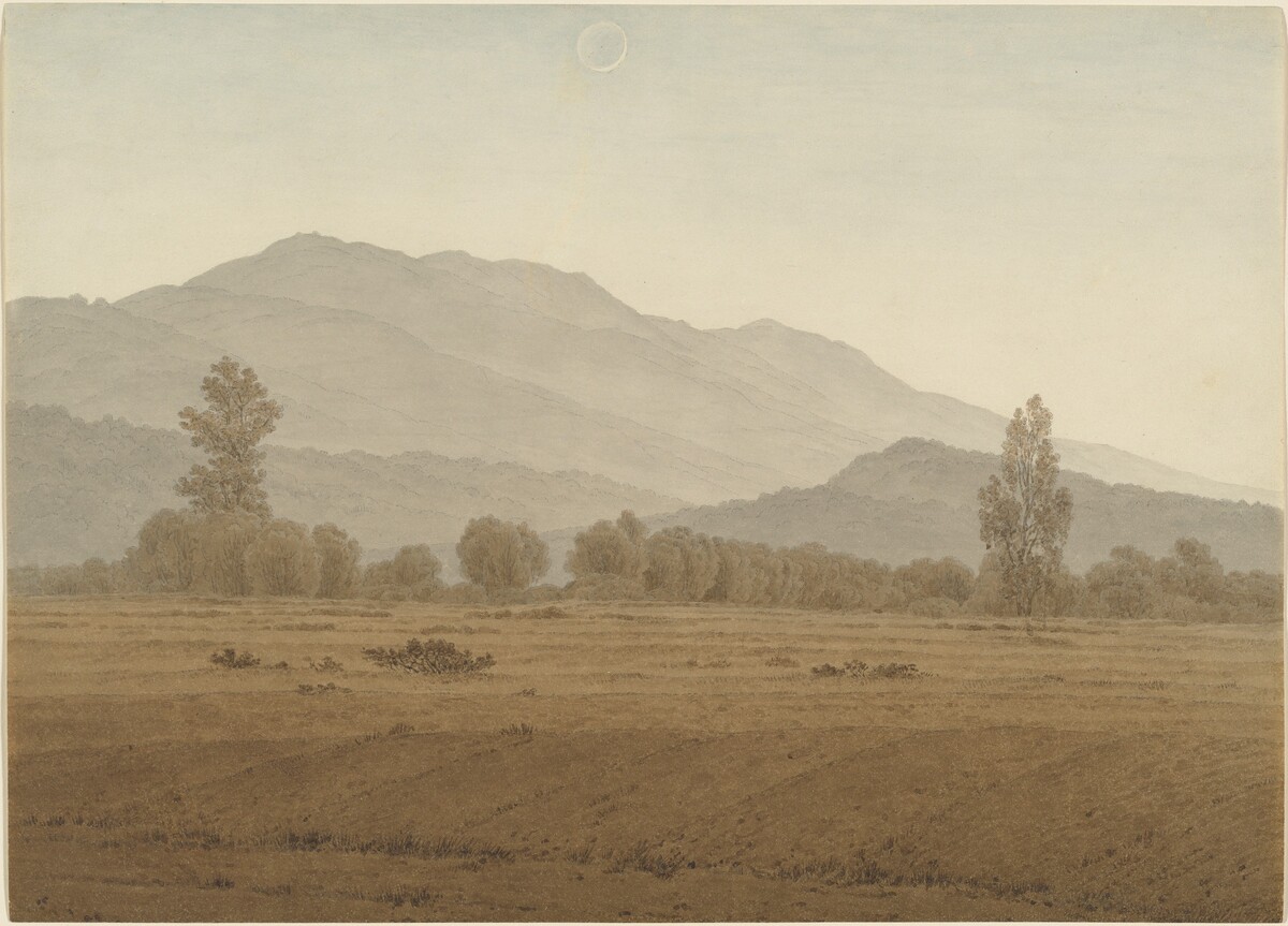 New Moon or Solar Eclipse above the Riesengebirge Mountains by Caspar David Friedrich