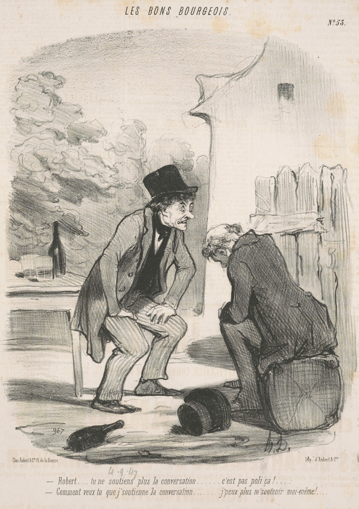 Robert ... tu ne soutiens plus la conversation ... by Honoré Daumier