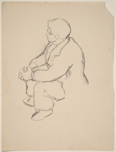 Seated man Seen from Above, Hands Folded