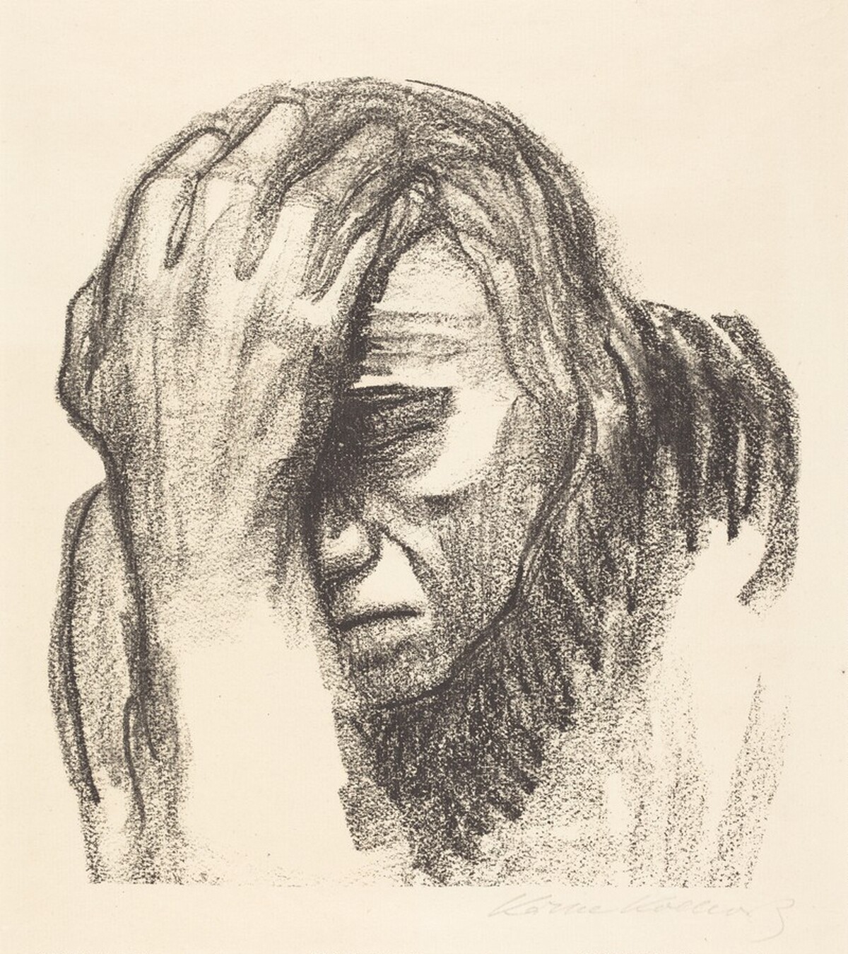 Woman Meditating I (Nachdenkende Frau I) by Käthe Kollwitz