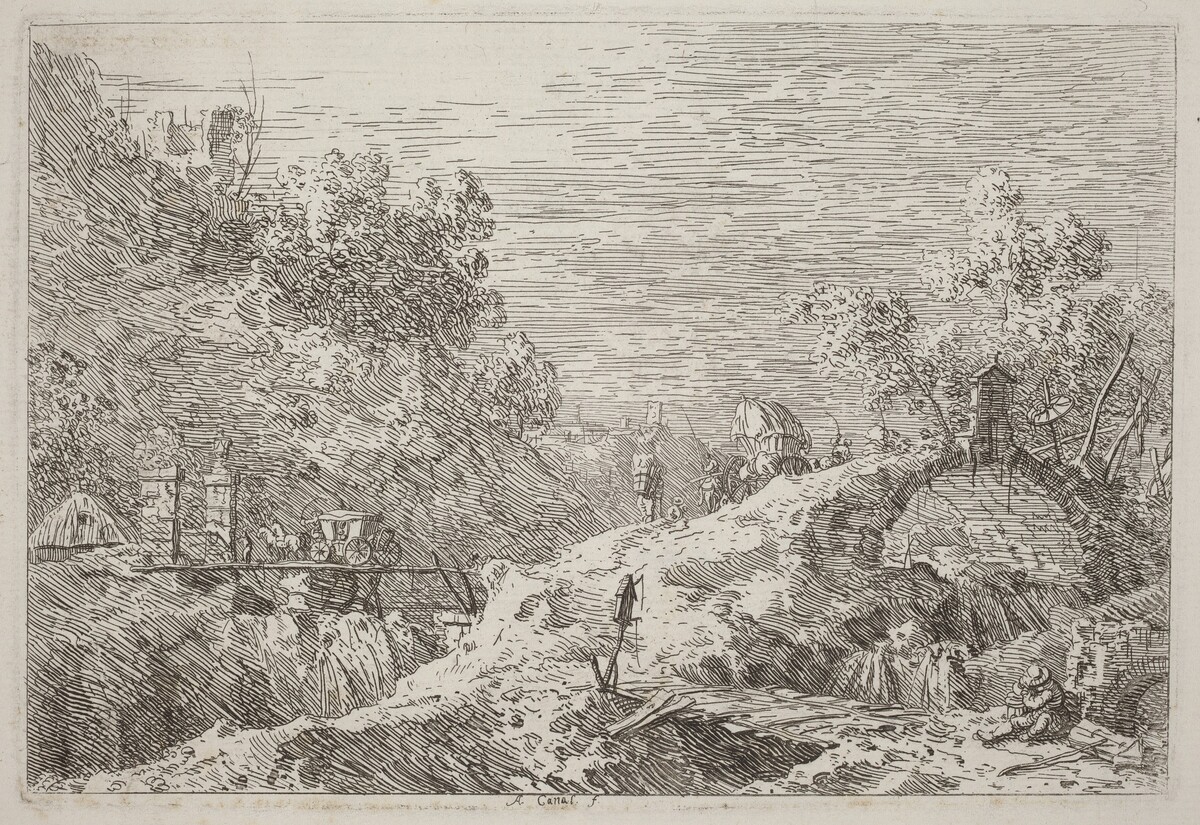 Mountain Landscape with Five Bridges by Canaletto