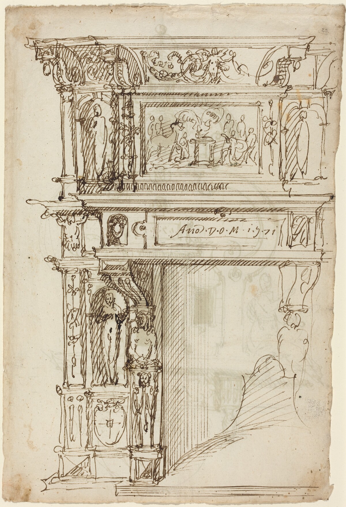 Palatial Mantelpiece with a Scene of Ancient Sacrifice [recto] by German or Austrian 16th Century