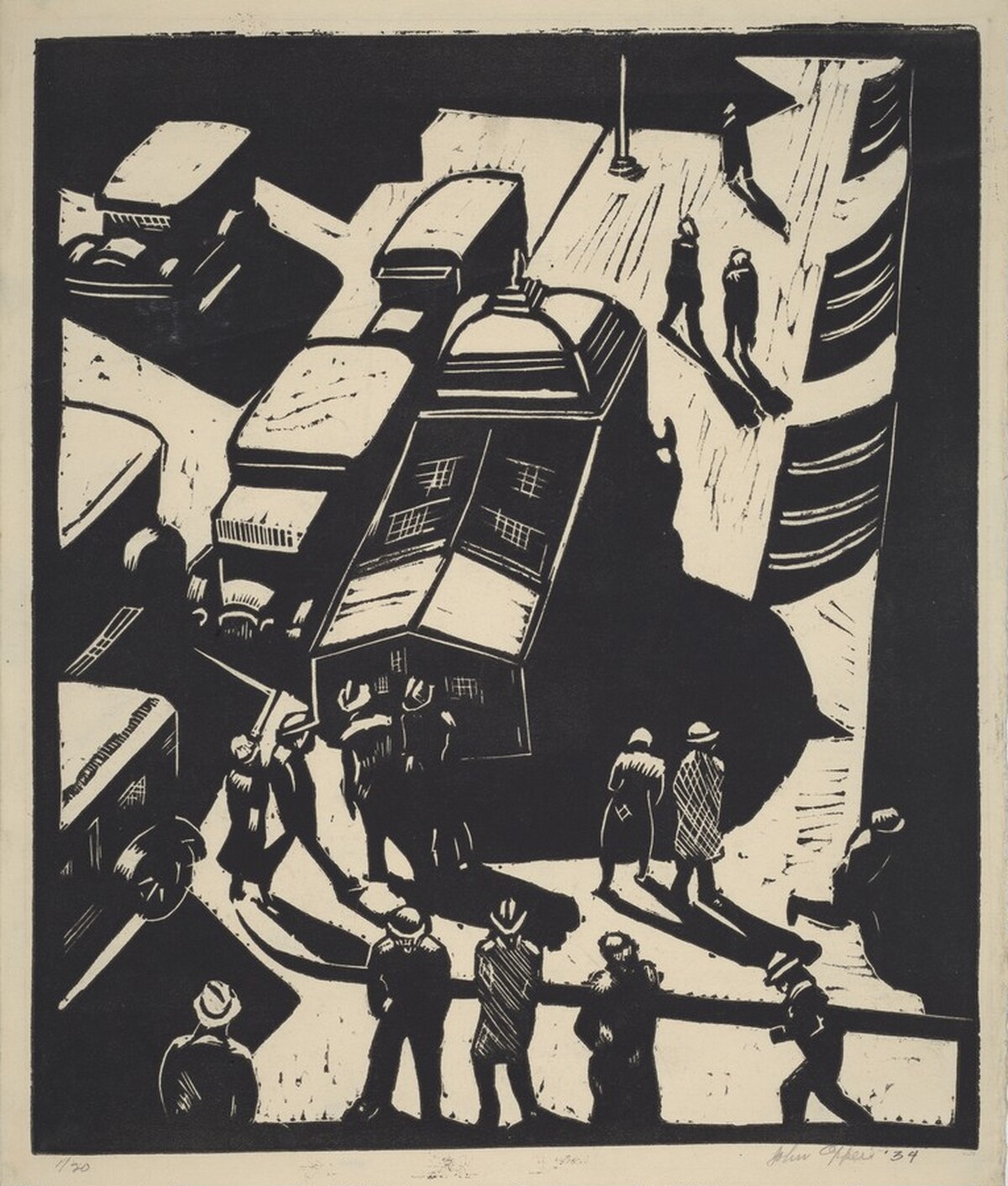 Untitled (Urban Scene with Subway Entrance) by John Opper