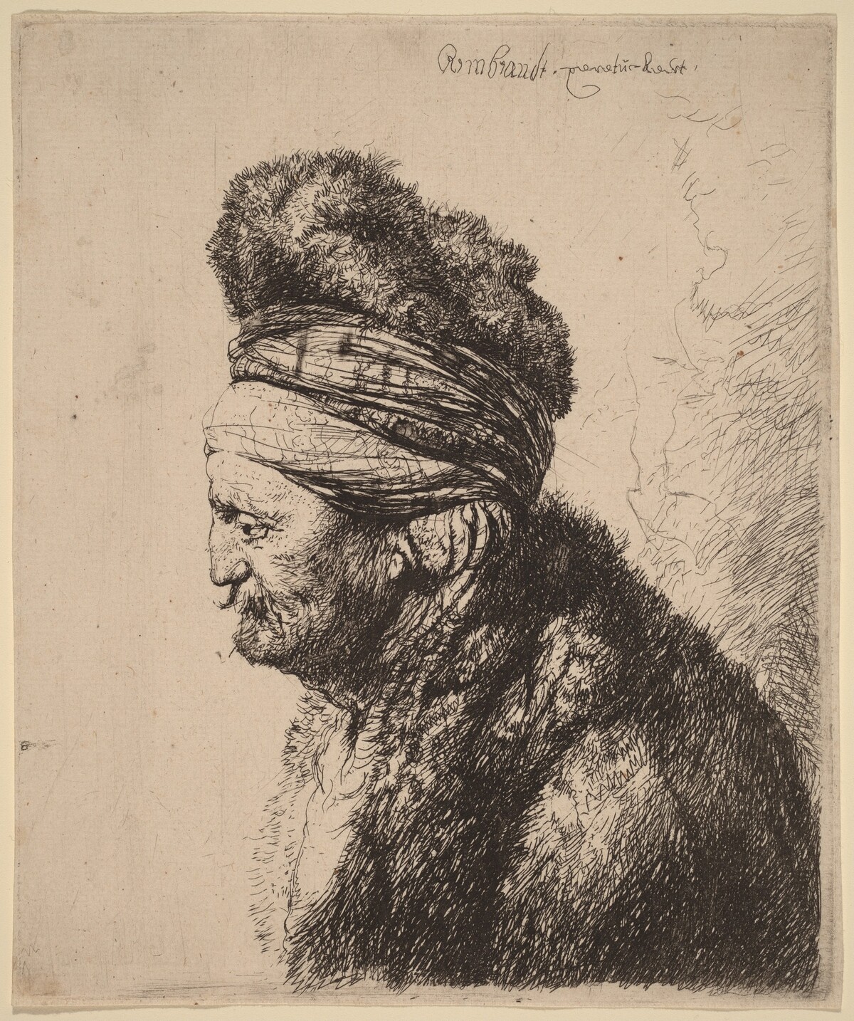 The Second Oriental Head by Rembrandt van Rijn and Studio of Rembrandt van Rijn after Jan Lievens