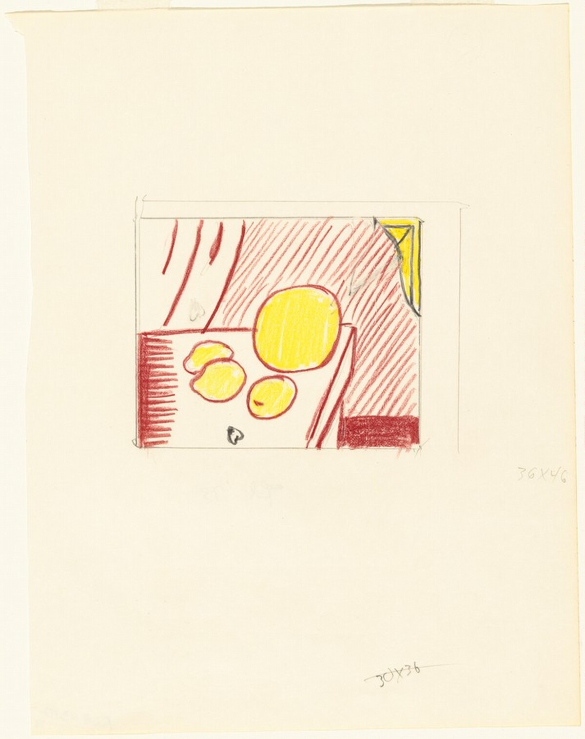 Study for "Fragmented Painting of Lemons and a Melon on a Table" by Roy Lichtenstein