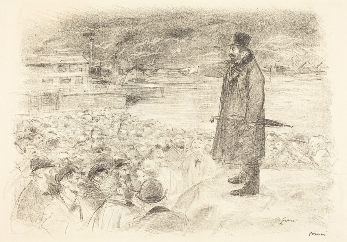a) Scène de grève (3e planche) (Scene of a Strike) (third plate) (recto); b) Untitled (verso) by Jean-Louis Forain