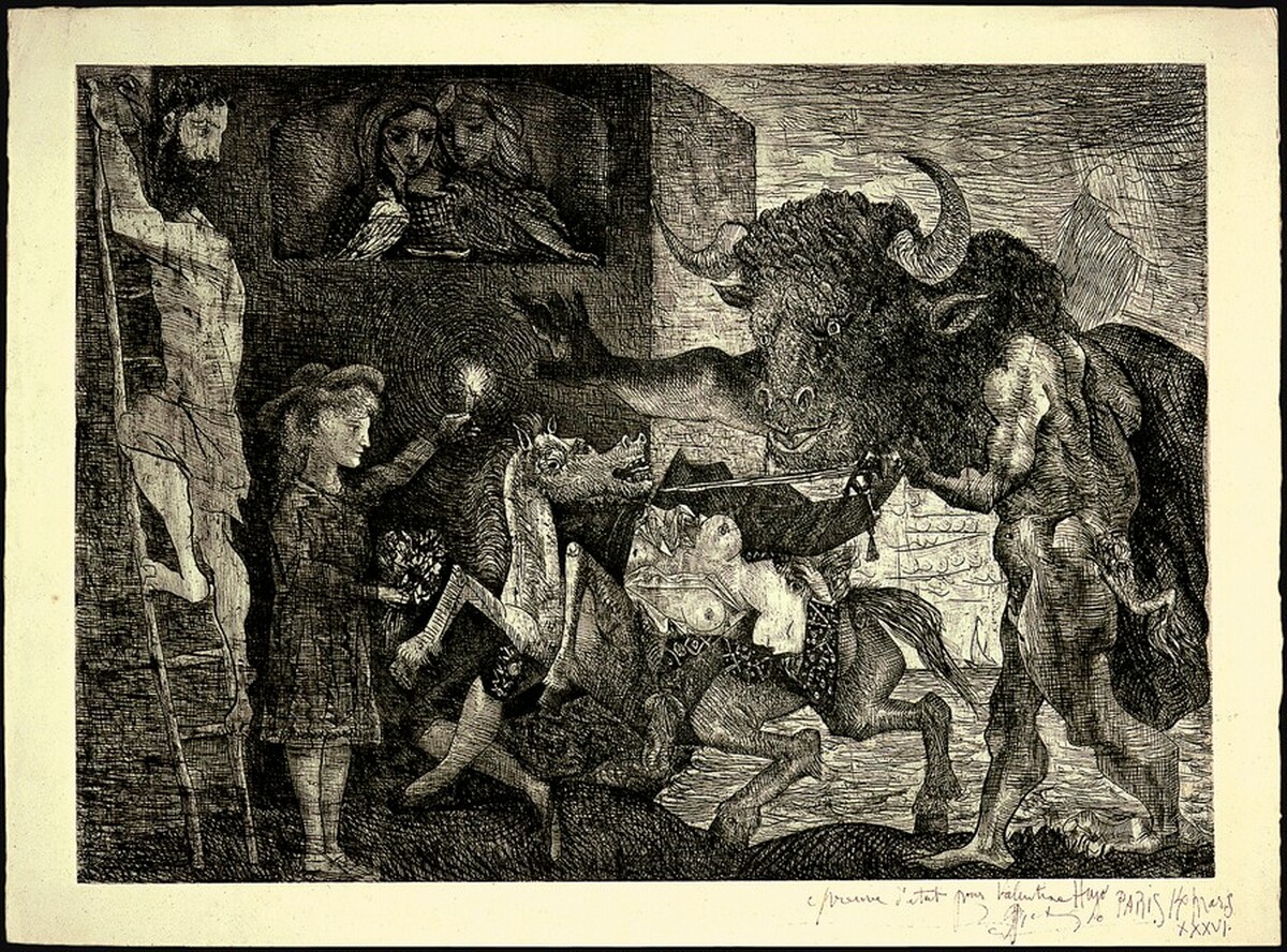 Minotauromachy (La minotauromachie) by Pablo Picasso