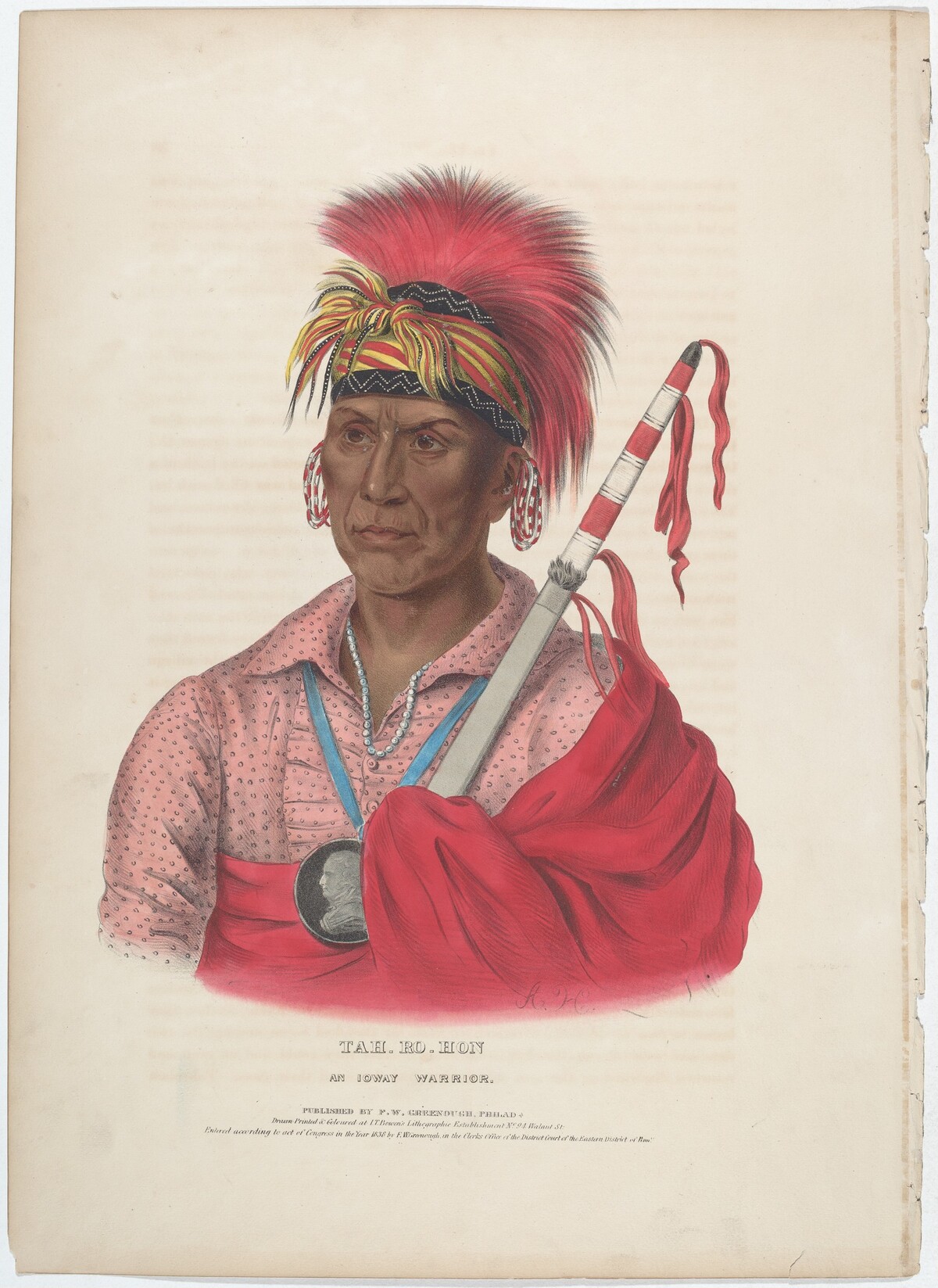 Tah-Ro-Hon, An Ioway Warrior by Alfred Hoffy, after Charles Bird King
