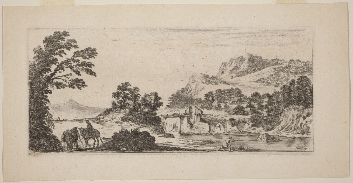 Landscape with Bridge by Stefano Della Bella