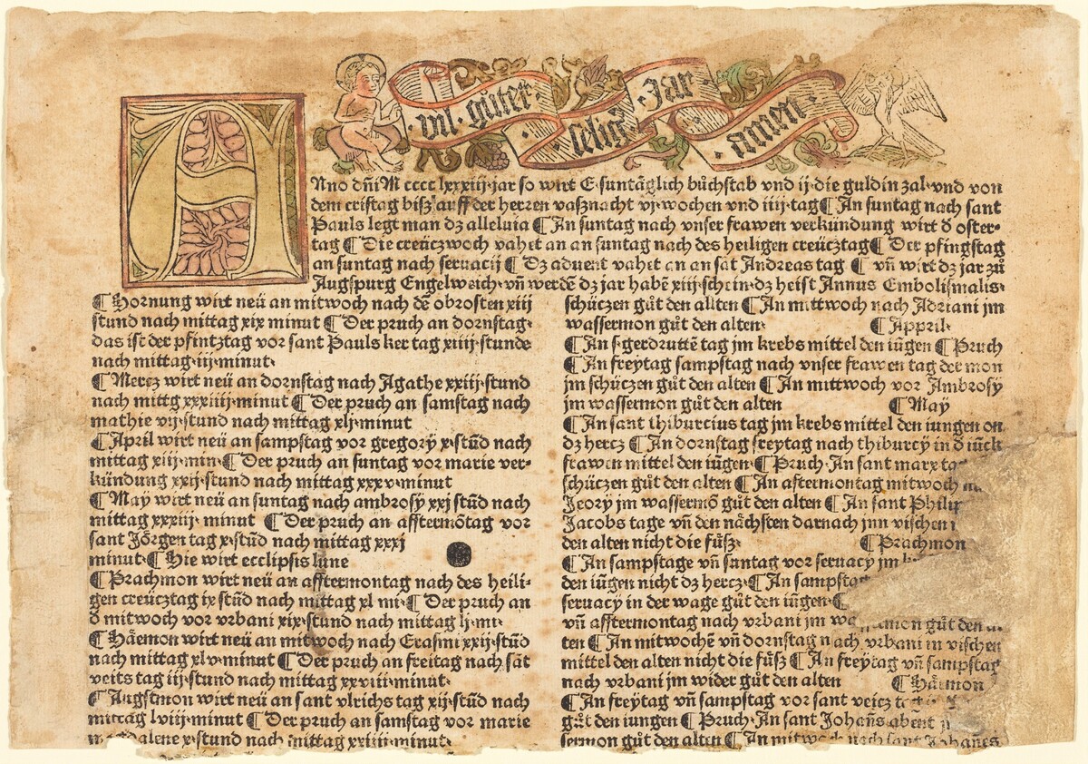 Initial A and a New Year's Wish by German 15th Century