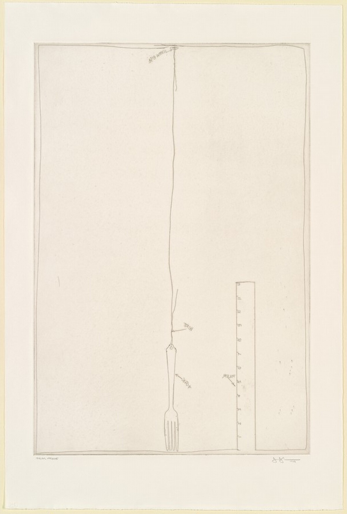 Untitled (Ruler and Fork) [trial proof] by Jasper Johns