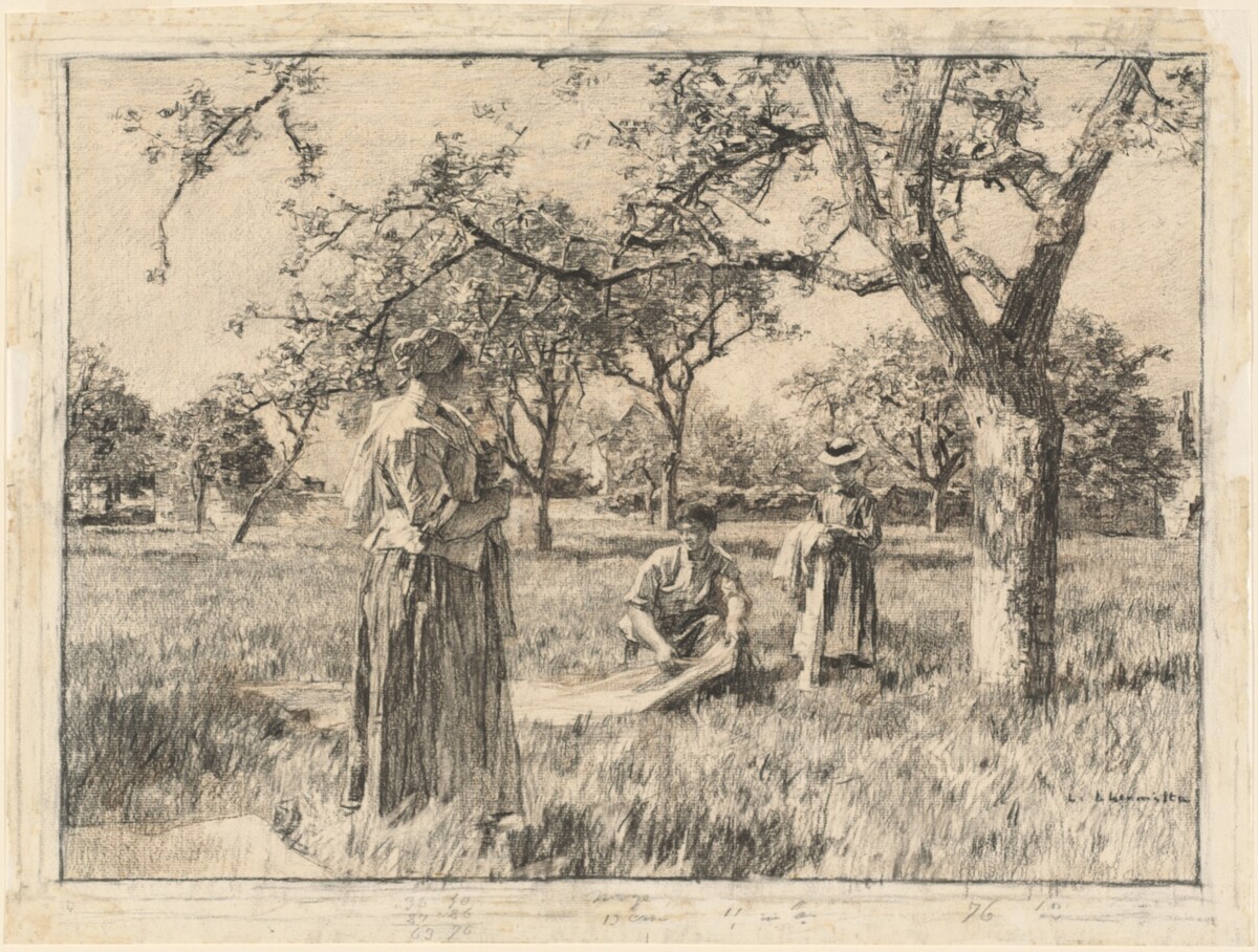 Washerwomen Setting the Linens Out to Dry by Léon-Augustin Lhermitte