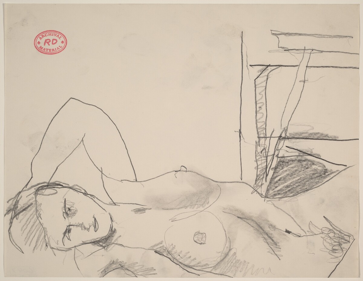 Untitled [female nude on the studio floor] by Richard Diebenkorn