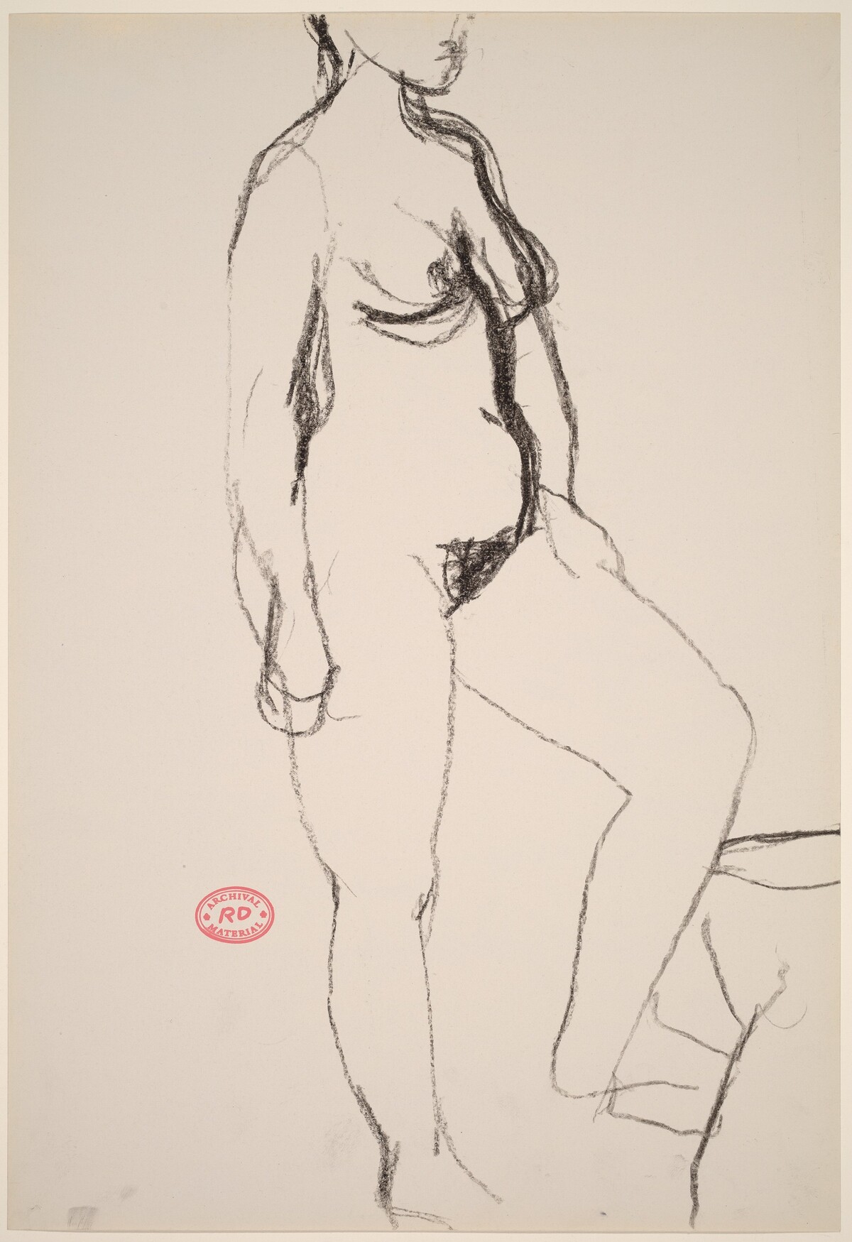 Untitled [female nude stepping up] by Richard Diebenkorn