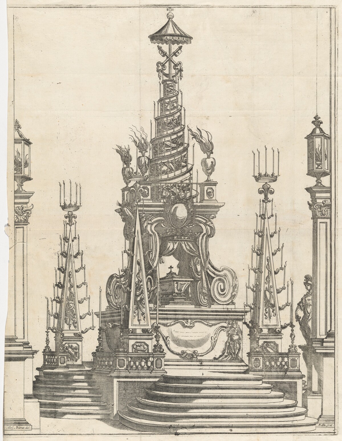 Catafalque for Ranuccio II in the Church of the Steccata by Niccolò Alù, after Alessandro Baratta