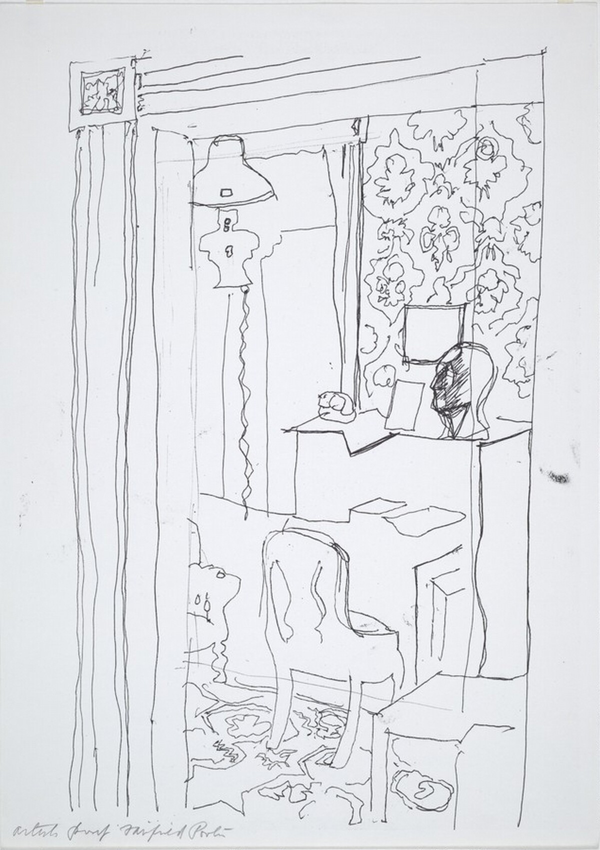 Interior with Bust by Fairfield Porter