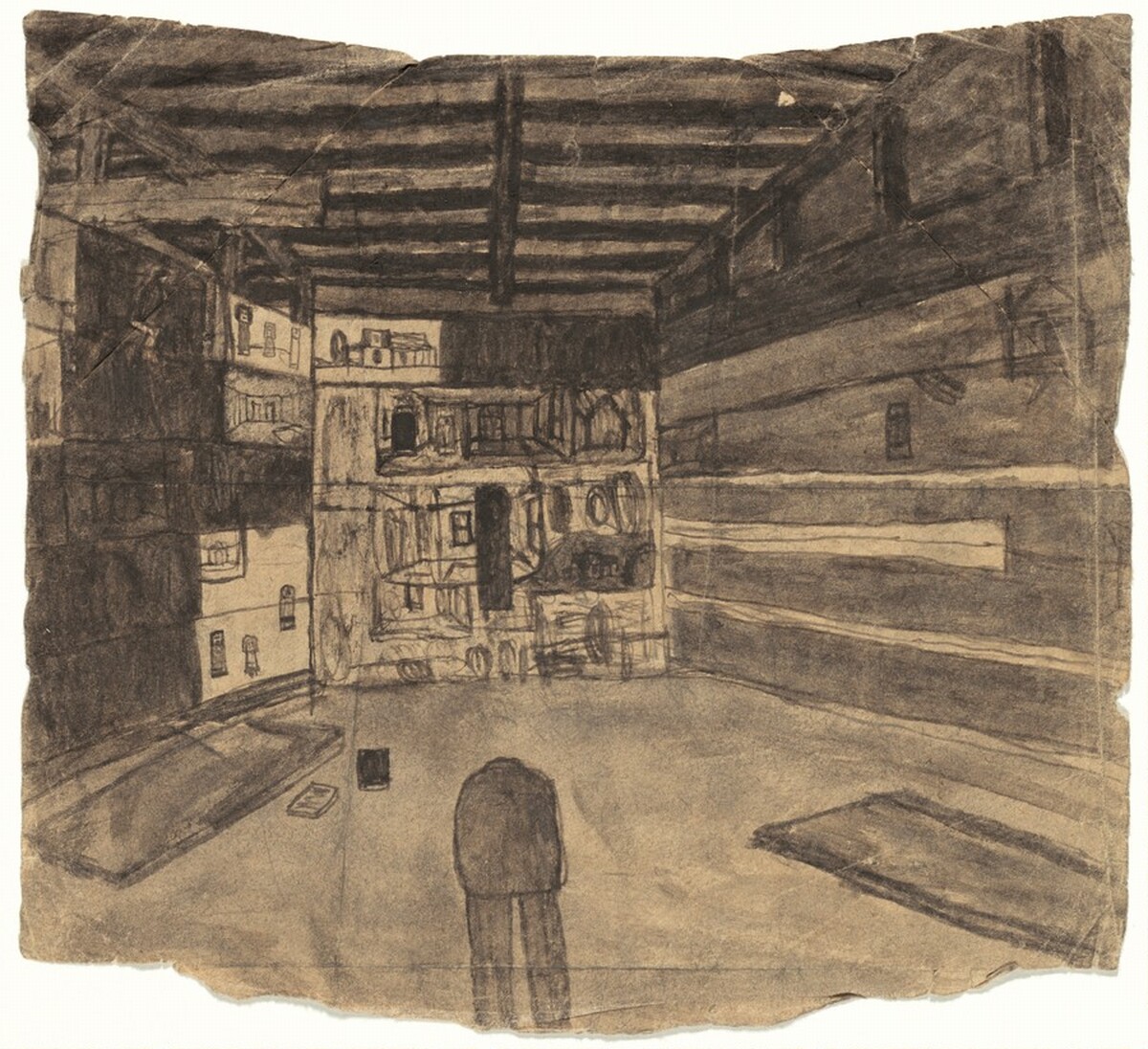 Untitled (Shed Interior with Pictures on Display) [recto] by James Castle