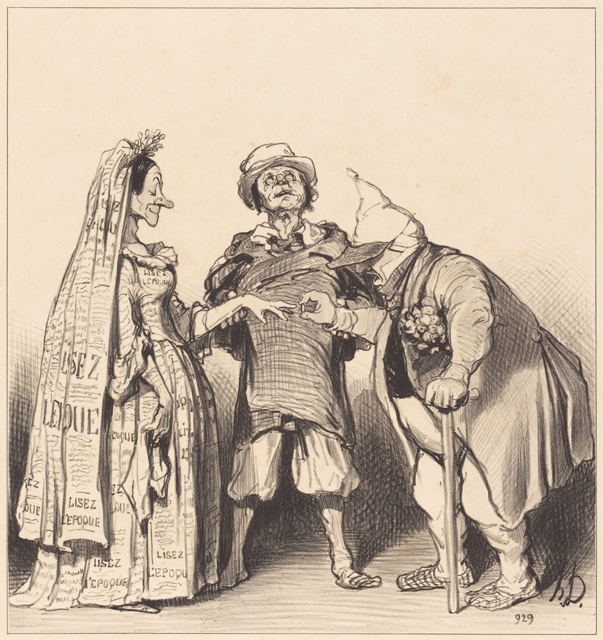 Mariage de l'Époque et du Constitutionnel by Honoré Daumier