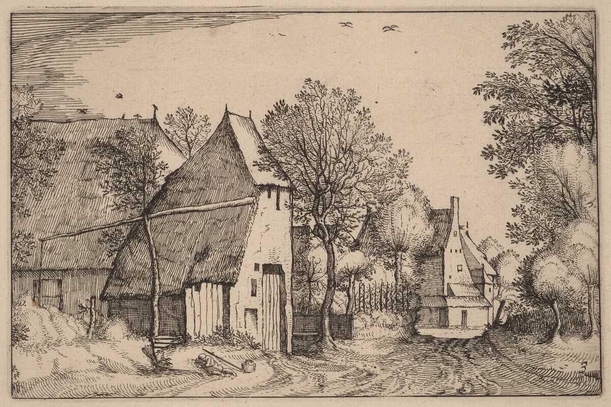 Village Road by Claes Jansz Visscher after Johannes van Doetechum, the Elder after Lucas van Doetechum after Master of the Small Landscapes