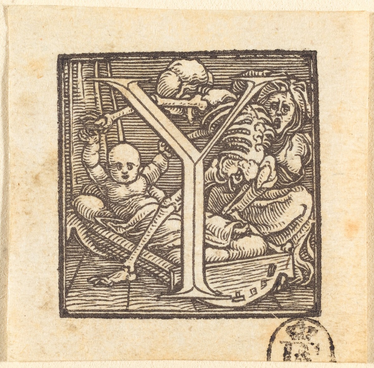 Letter Y by Hans Lützelburger after Hans Holbein the Younger