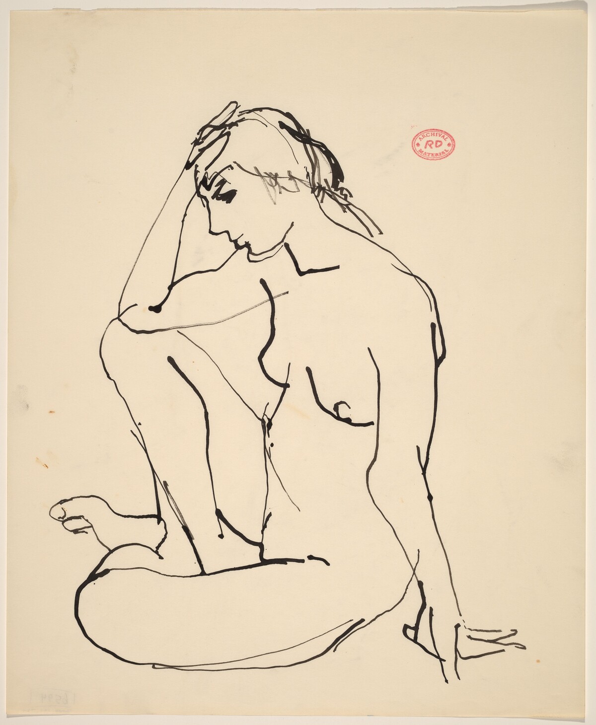 Untitled  [seated nude with right hand to her forehead] by Richard Diebenkorn