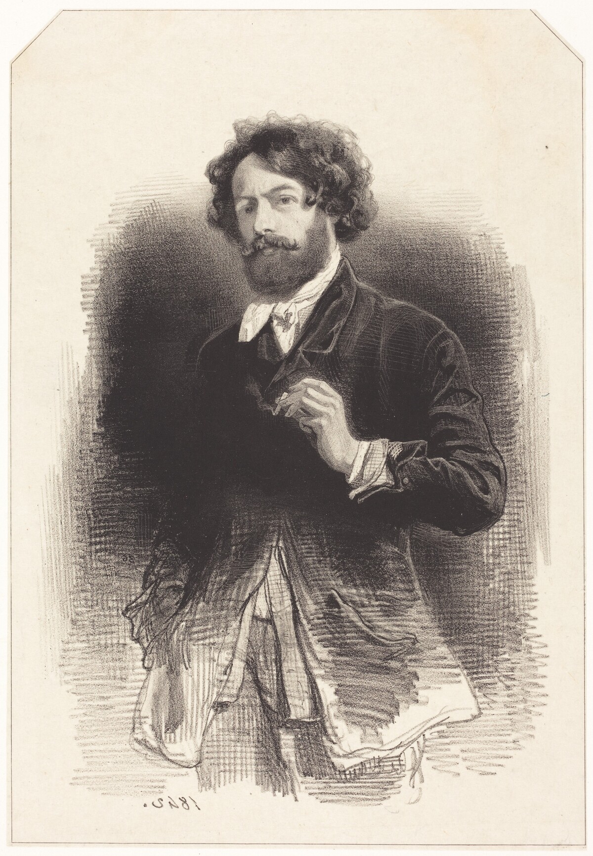 Self-Portrait with a Cigarette by Paul Gavarni