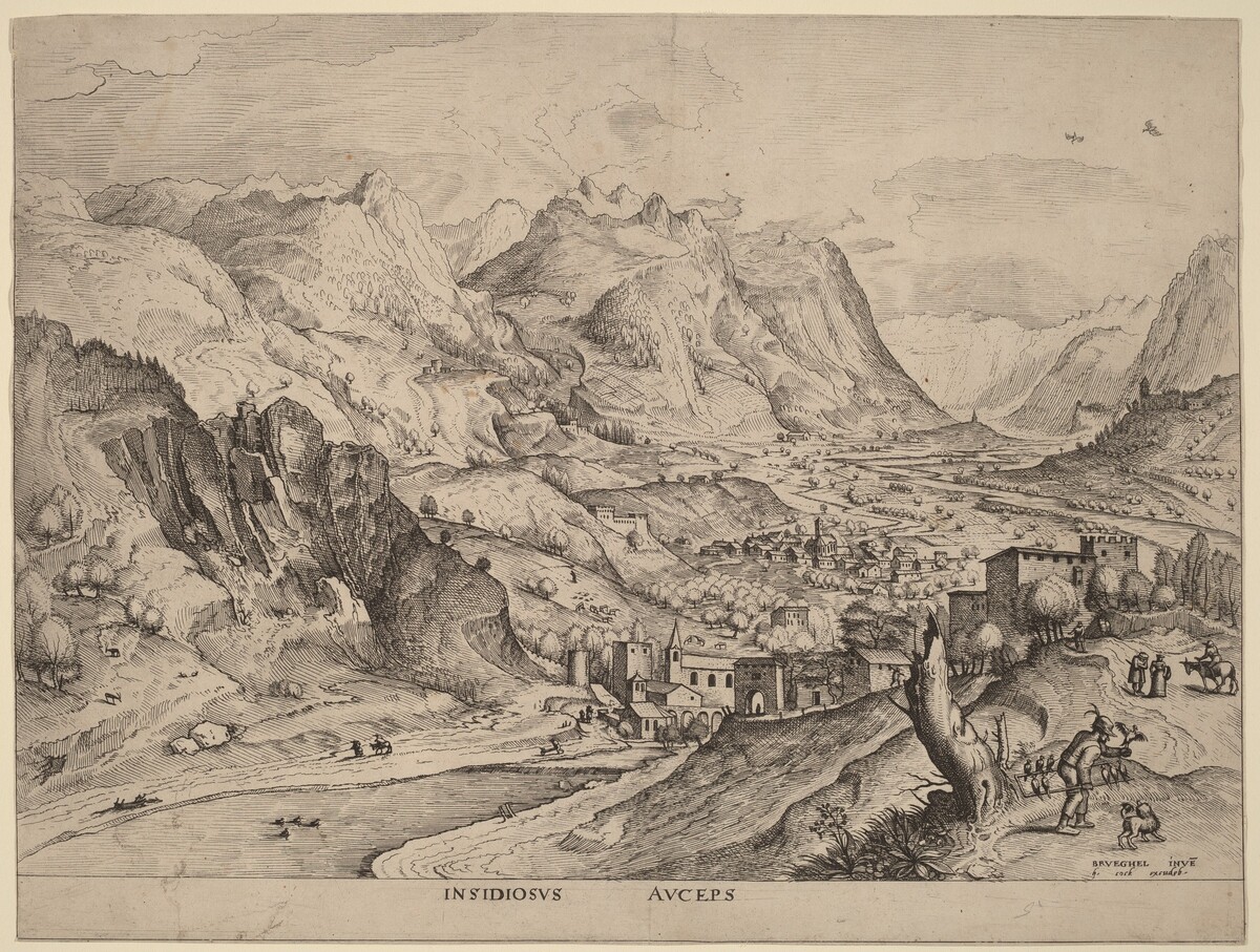 Insidiosus Auceps (The Crafty Bird-Catcher) by Johannes and Lucas van Doetechum after Pieter Bruegel the Elder