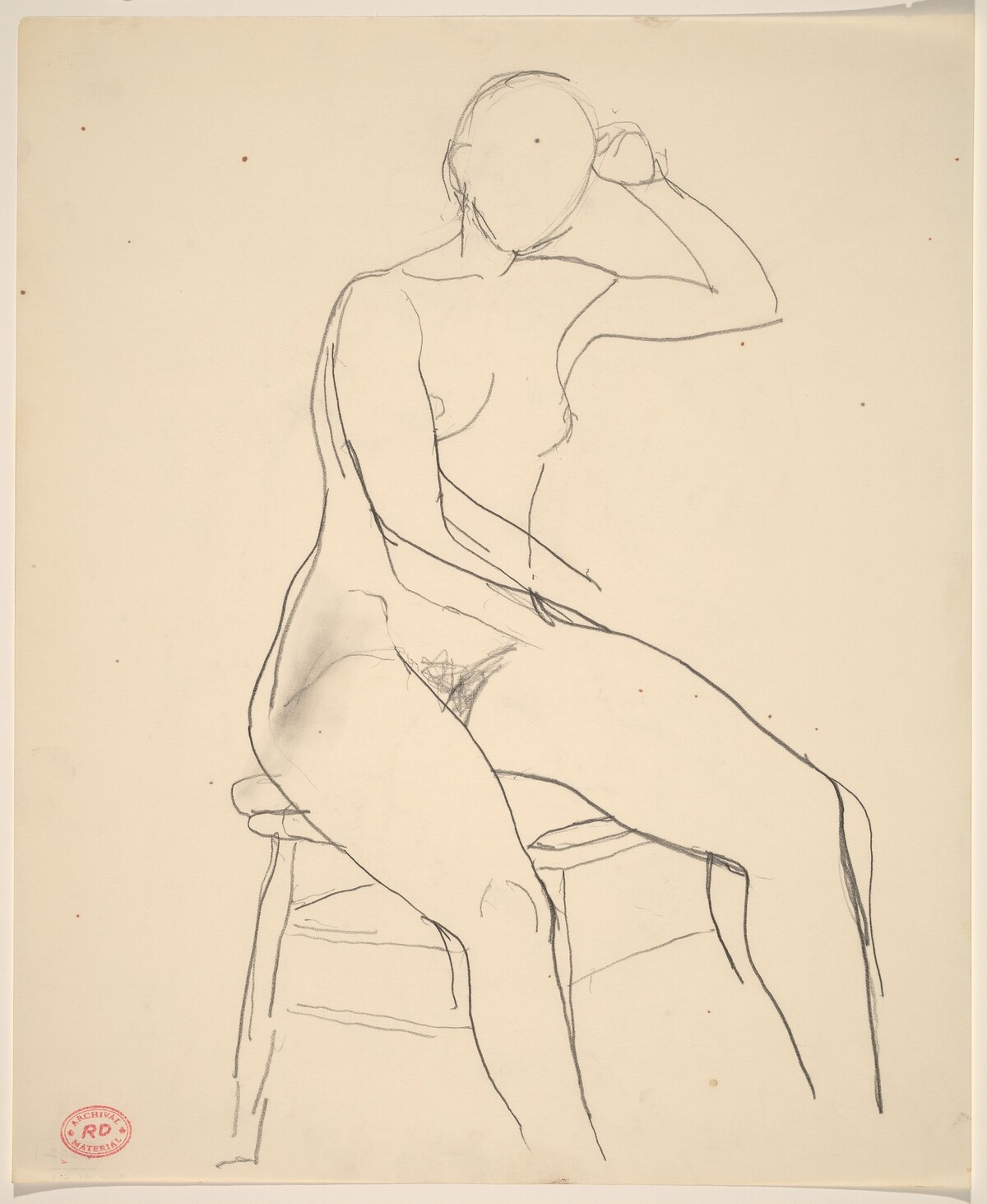 Untitled [seated female nude with left arm raised] by Richard Diebenkorn