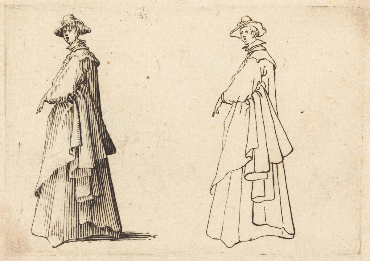 Lady in a Large Coat by Jacques Callot