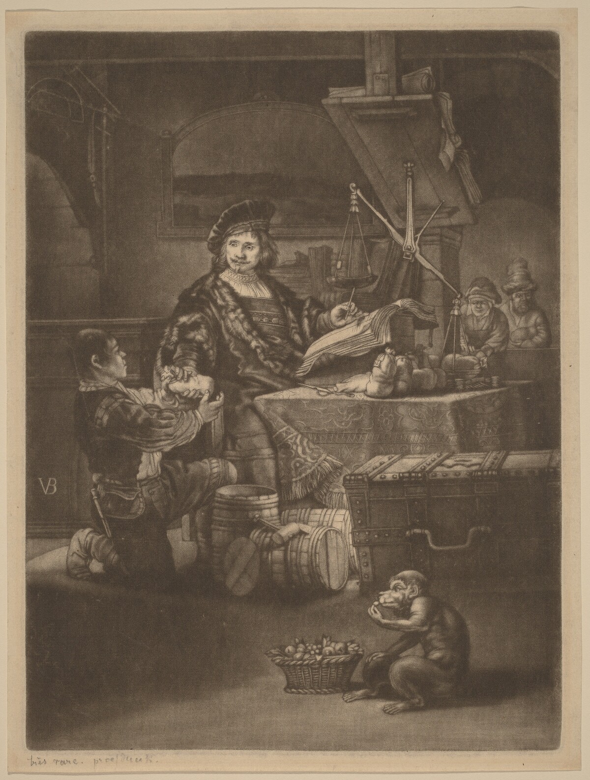 Jan Uytenbogaert by Jan van der Bruggen after Rembrandt van Rijn