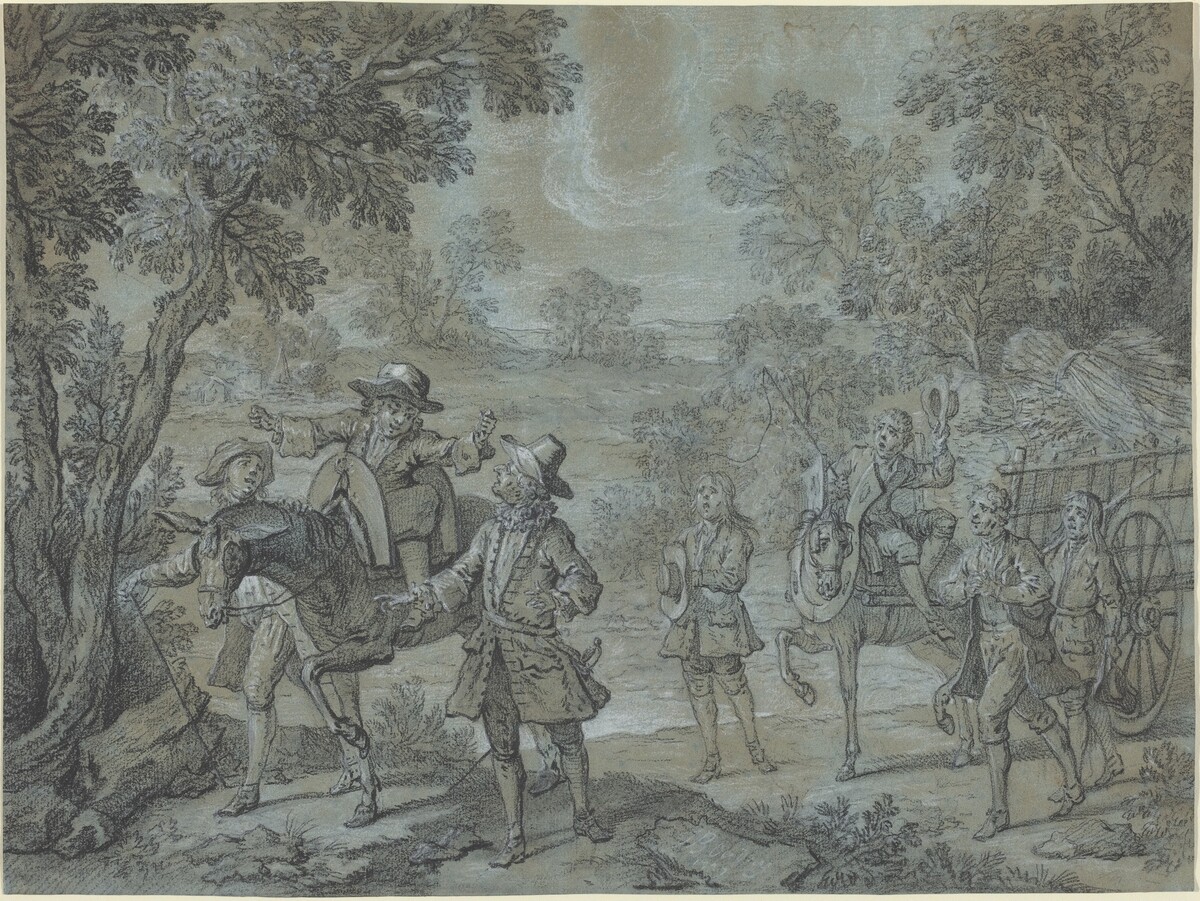 Ragotin declame des vers;  des paysans croient qu'il preche by Jean-Baptiste Oudry