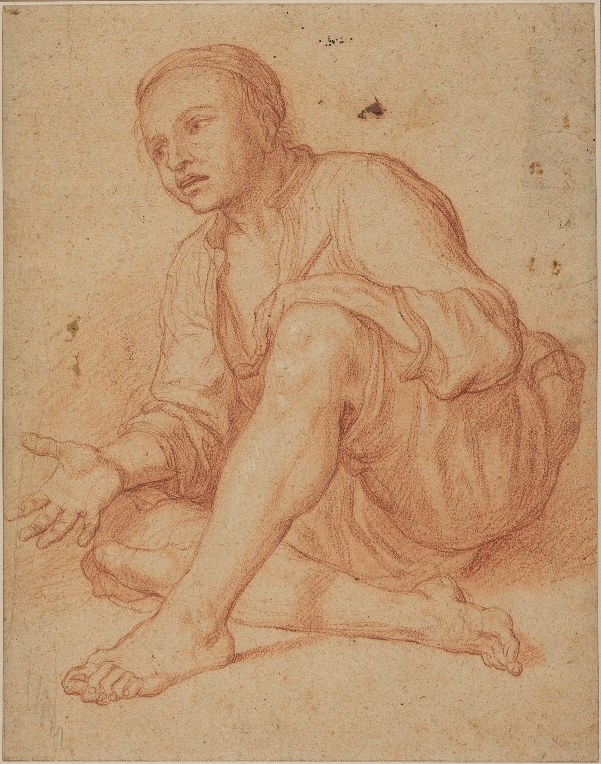 Young Peasant Seated on the Ground [recto] by Attributed to Giuseppe Maria Crespi