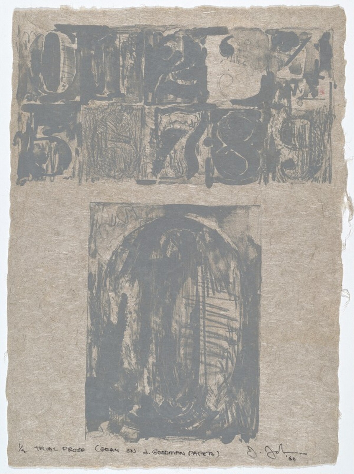 0 from 0-9 (Gray) [trial proof] by Jasper Johns