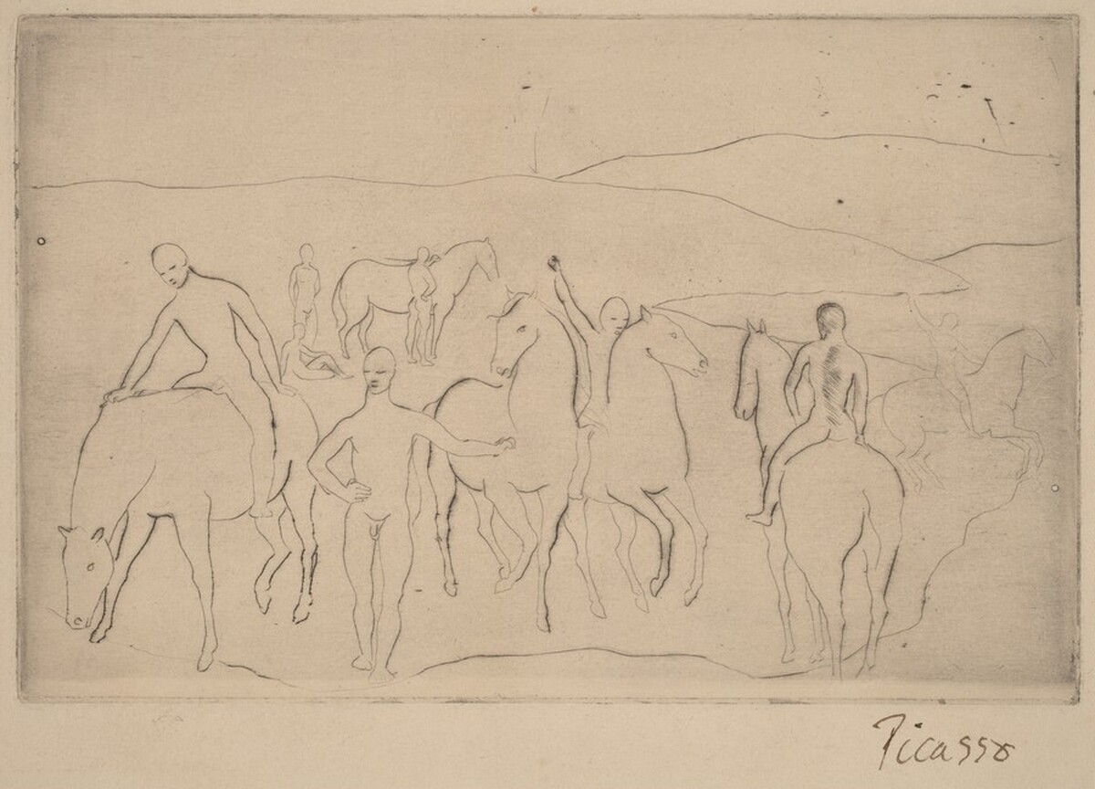 The Watering Place (Horses Bathing) [L'abreuvoir (chevaux au bain)] by Pablo Picasso