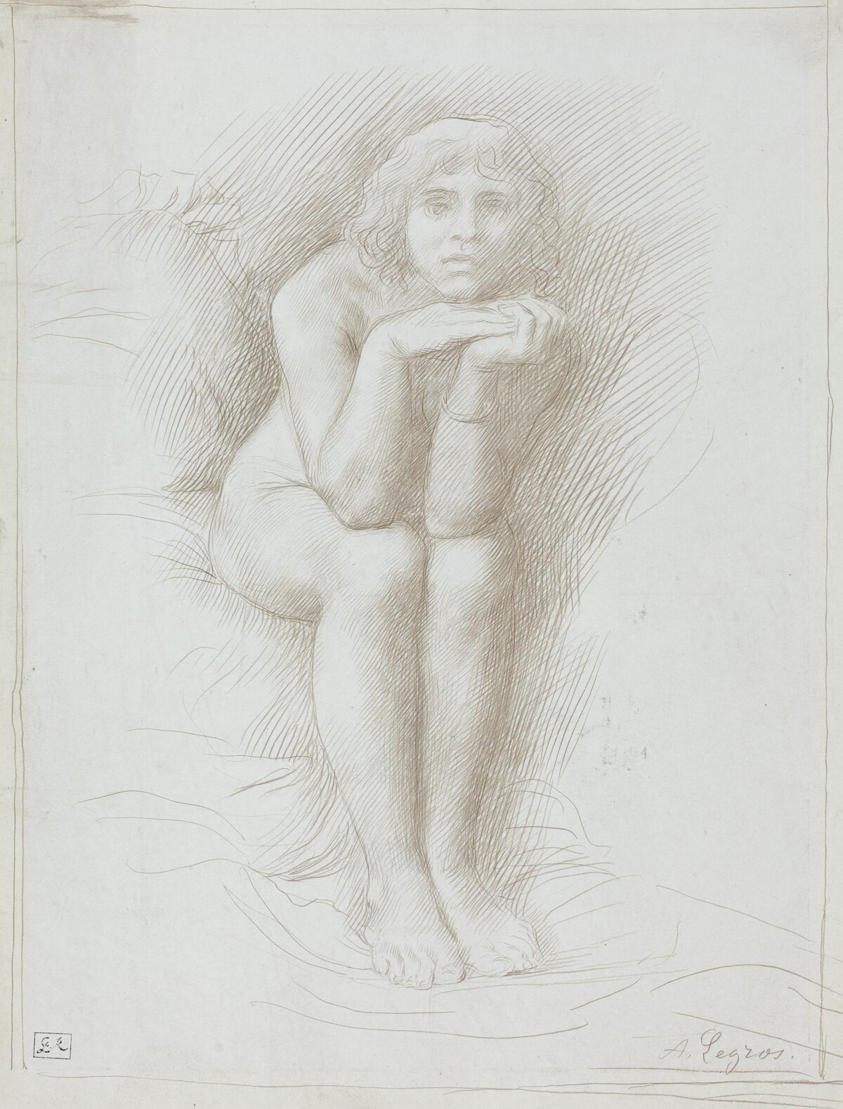 Nude Model Seated by Alphonse Legros
