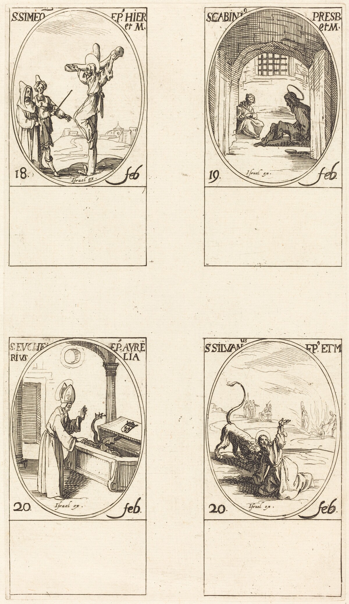 St. Simeon; St. Gabinius; St. Eucharius; St. Silvanus by Jacques Callot
