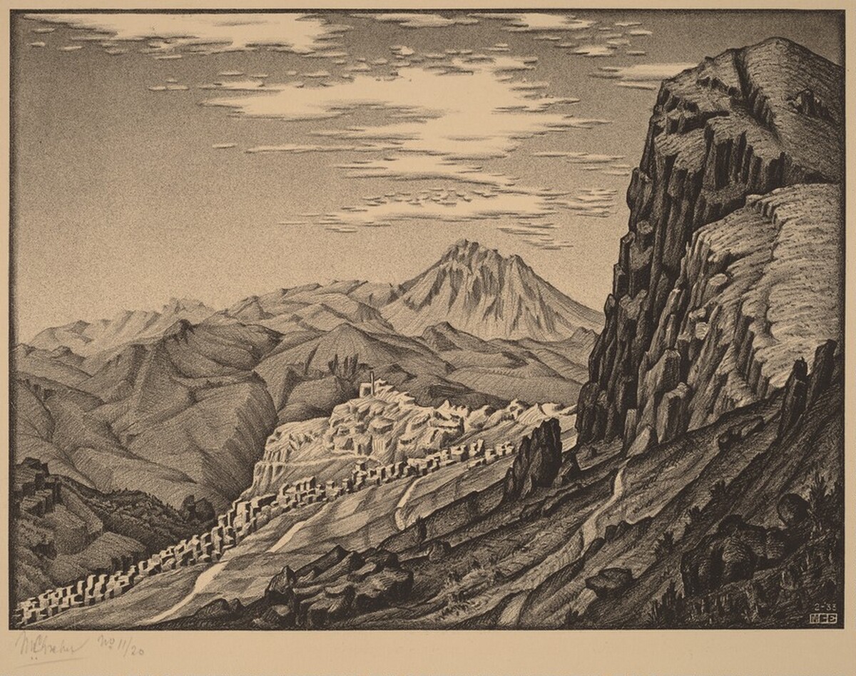 Caltavuturo in the Madonie Mountains, Sicily by M.C. Escher